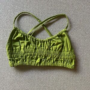 Danielle Guizio Green Ruched Crop Top